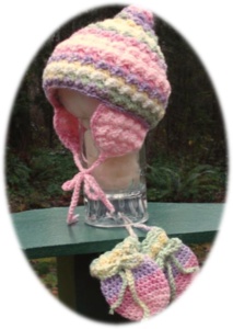 Crochet Enchanting Baby Cap and Mittens - PB-303