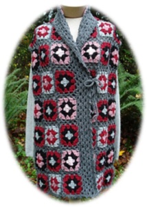 Shawl-Collar Granny Square Wrap